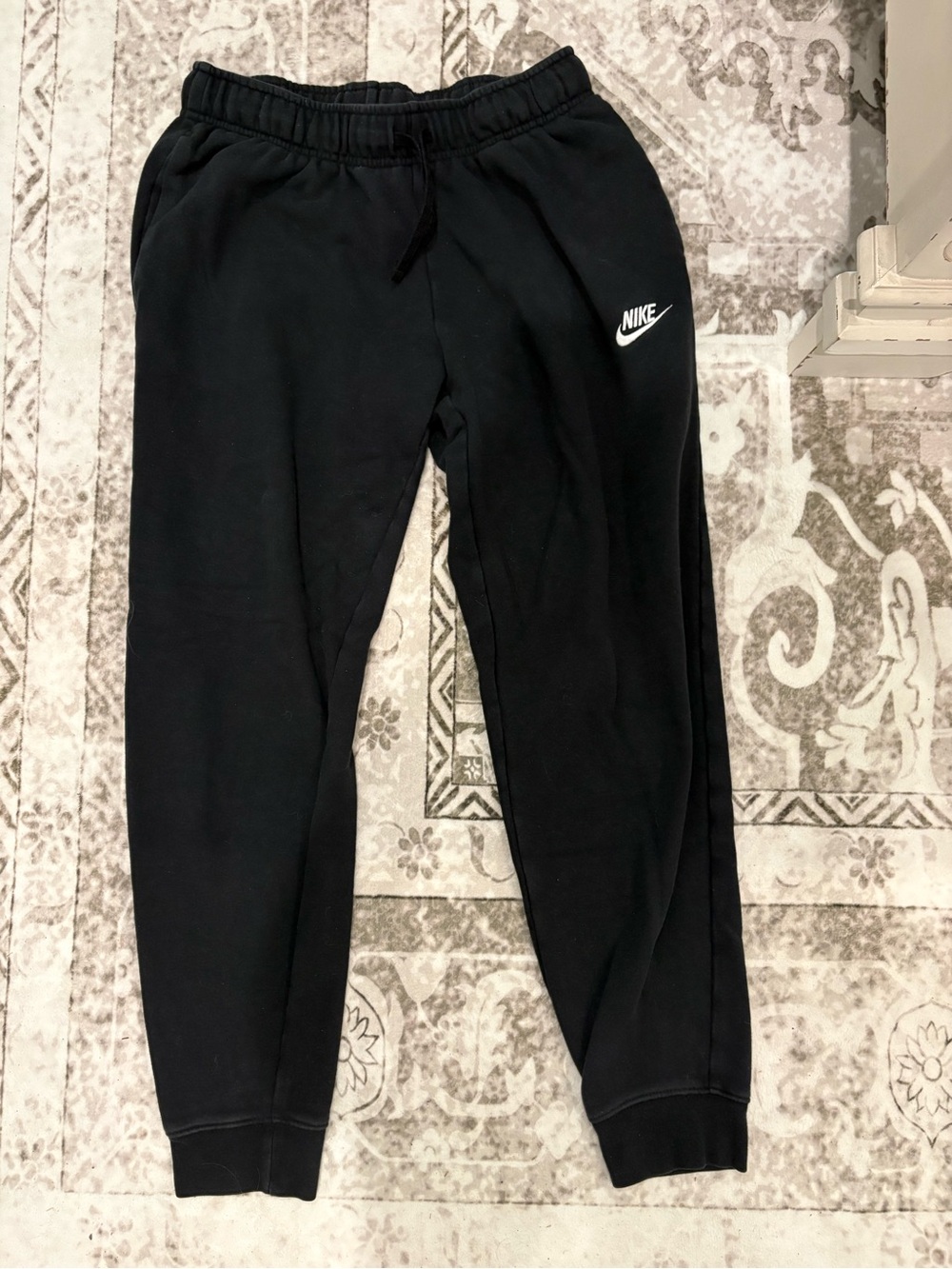 Nike Black Slim Fleece Joggers with White Swoosh